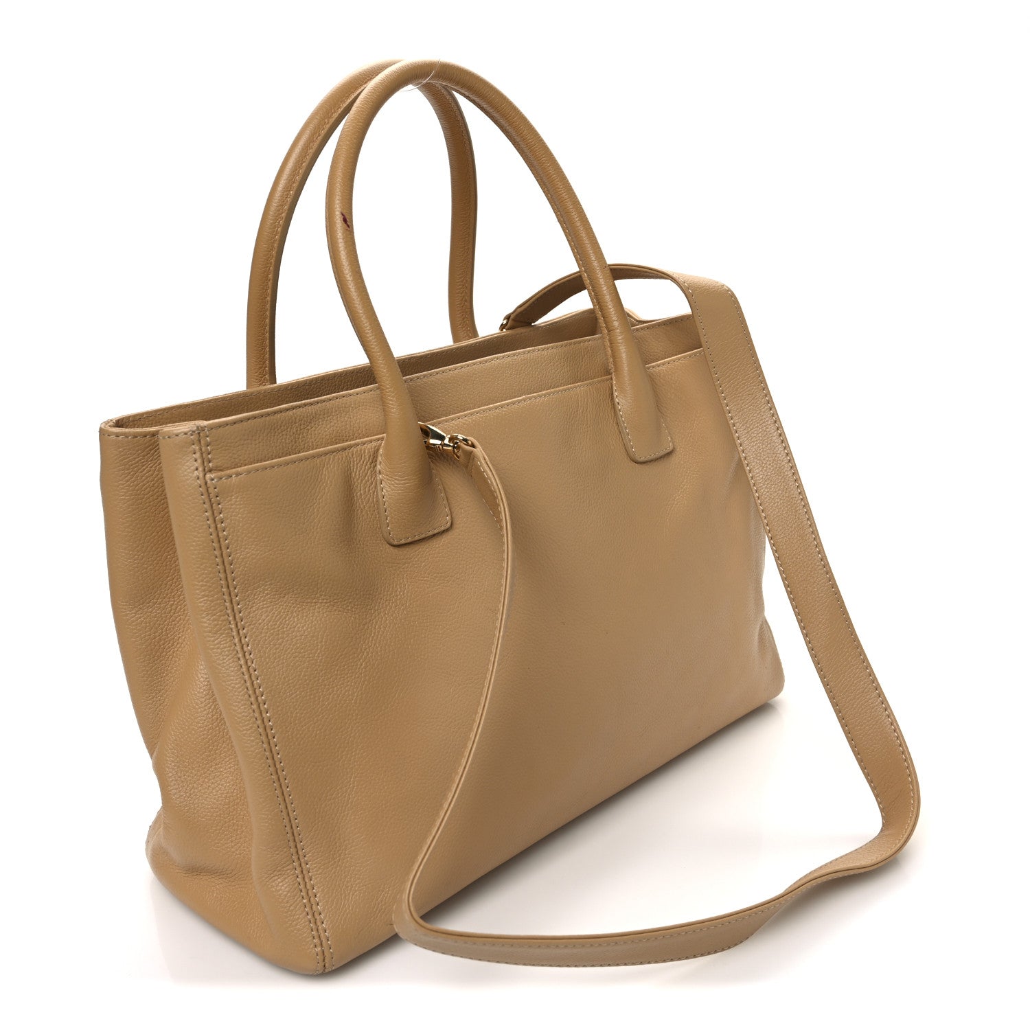Calfskin Cerf Executive Shopper Tote Beige