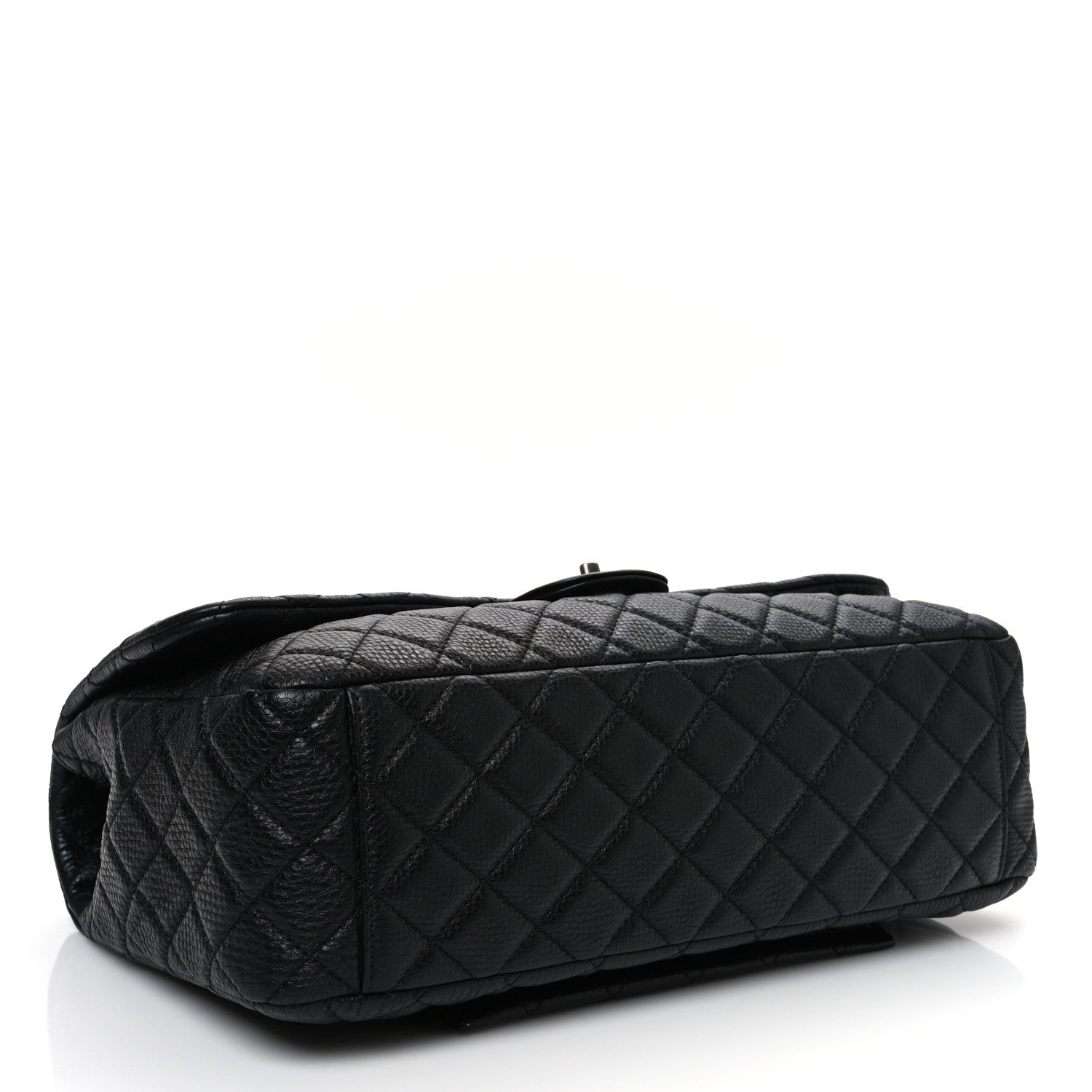 Grained Calfskin Quilted Small XXL Travel Flap Bag Black