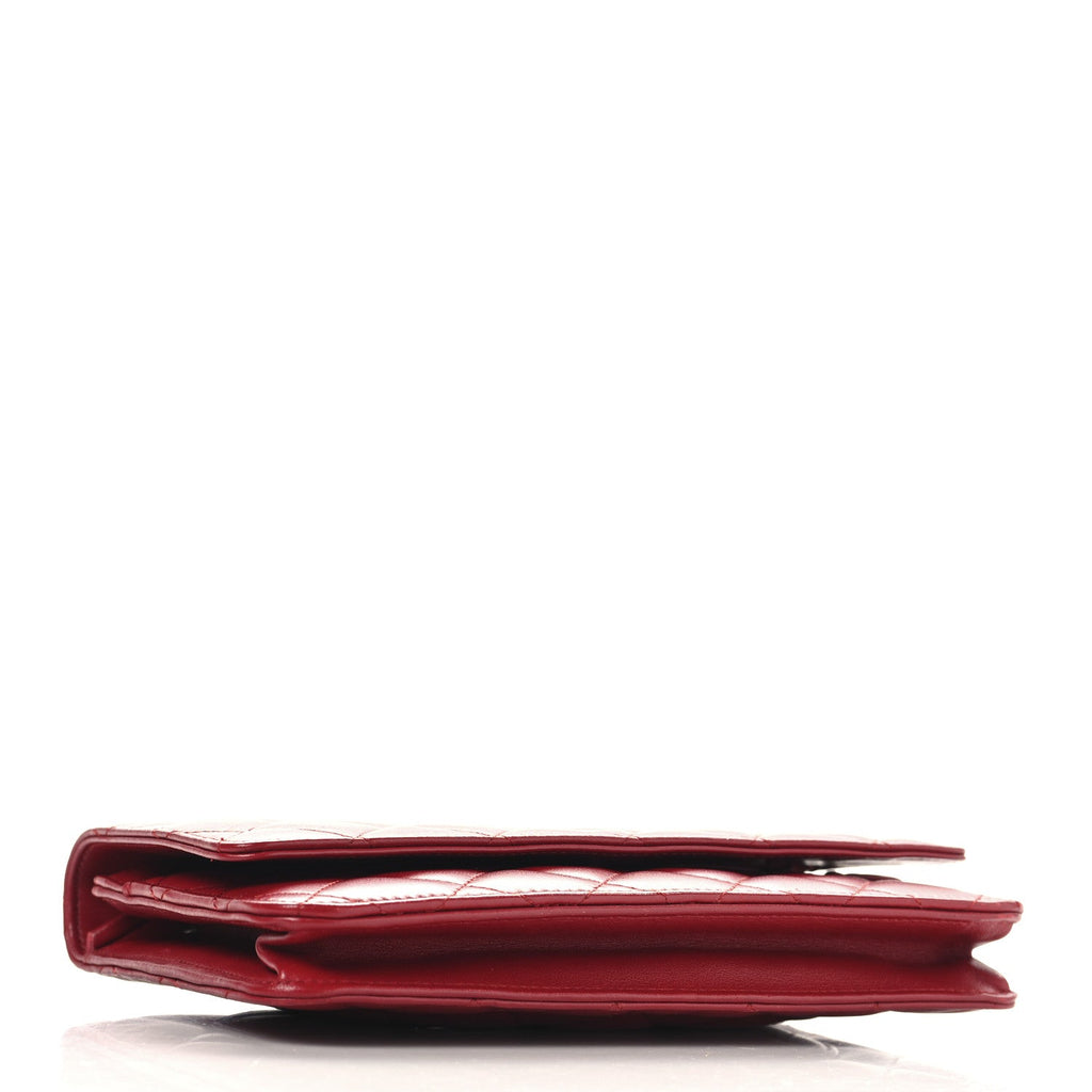 Lambskin Quilted Wallet On Chain WOC Red