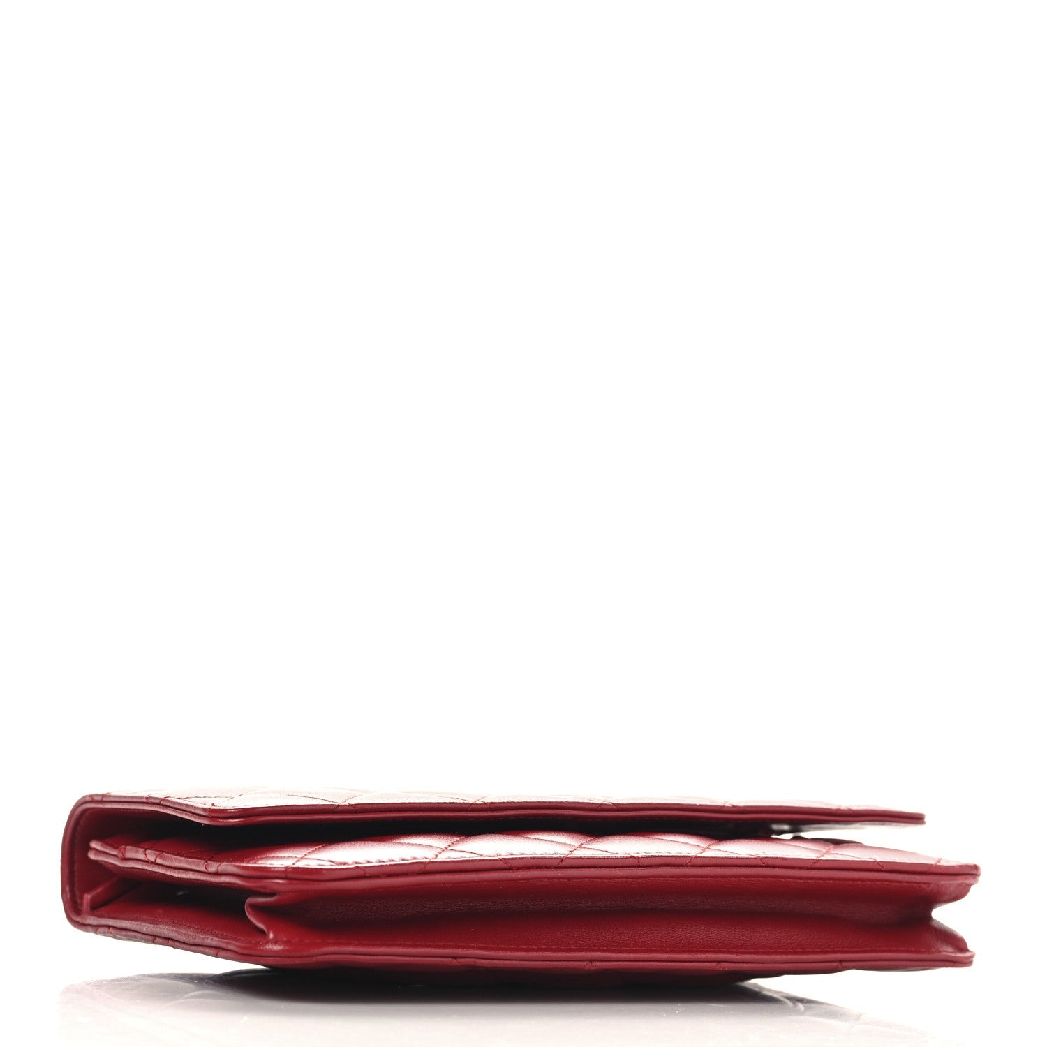 Lambskin Quilted Wallet On Chain WOC Red