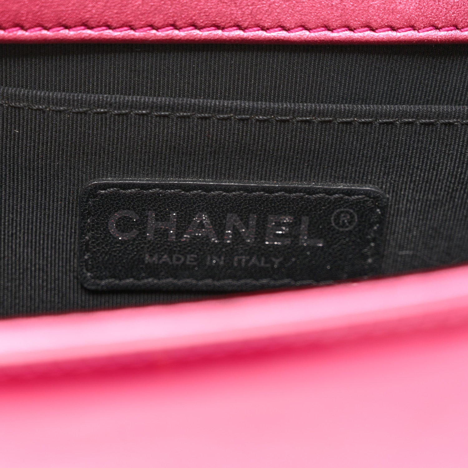 Metallic Patent Calfskin Quilted Medium Boy Flap Pink