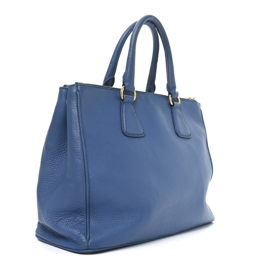 Vitello Daino Large Double Zip Tote Cobalto