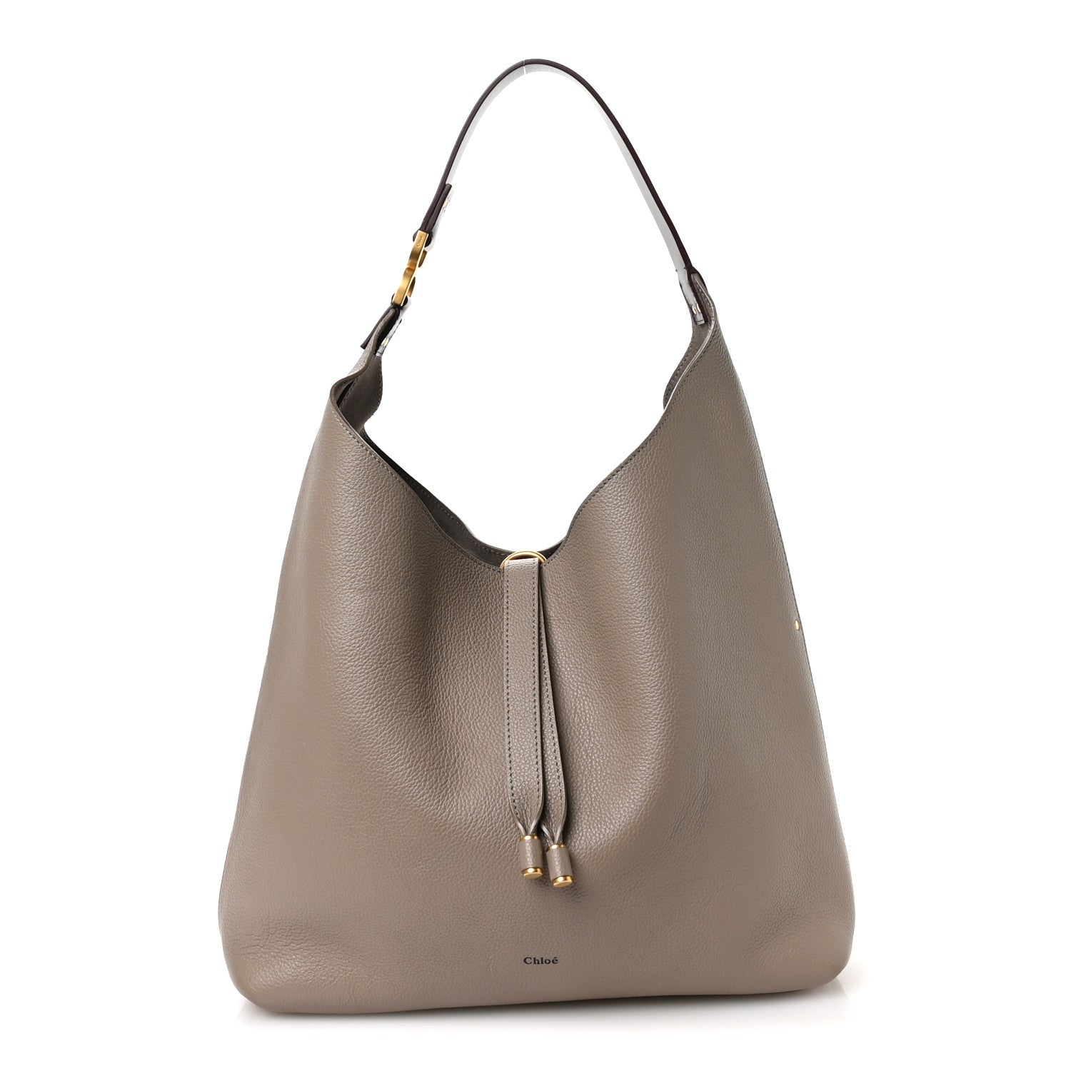 Grained Calfskin Marcie Hobo Bag Motty Grey