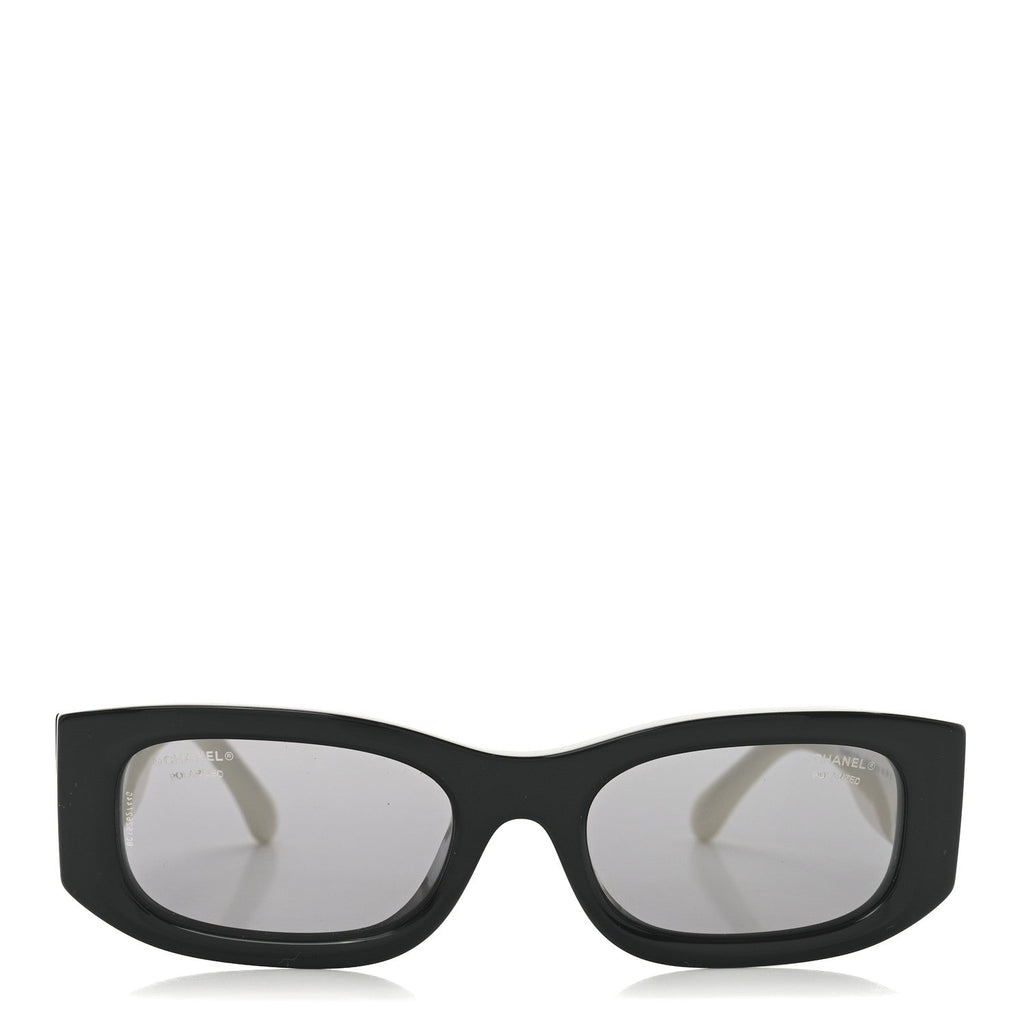 Acetate Polarized Rectangle Sunglasses 5525-A Black White