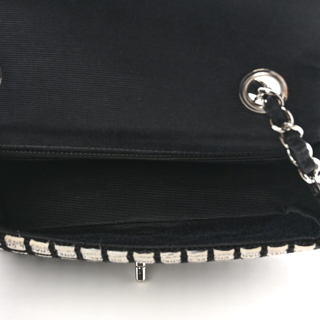 Ribbon Tweed Mini Rectangular Flap Black Ivory