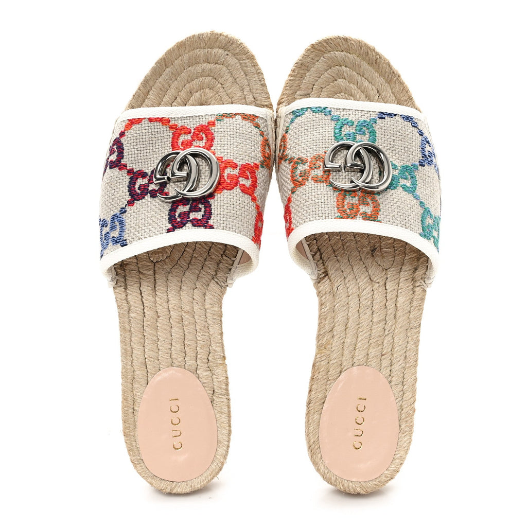 Linen Psychedelic Mini GG Monogram Slide Sandals 40 Multicolor