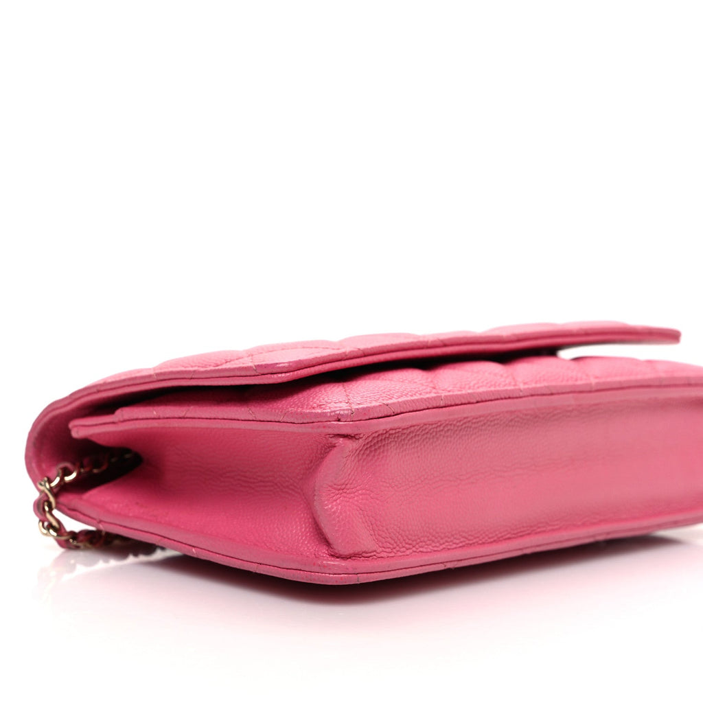 Caviar Quilted Wallet on Chain WOC Pink