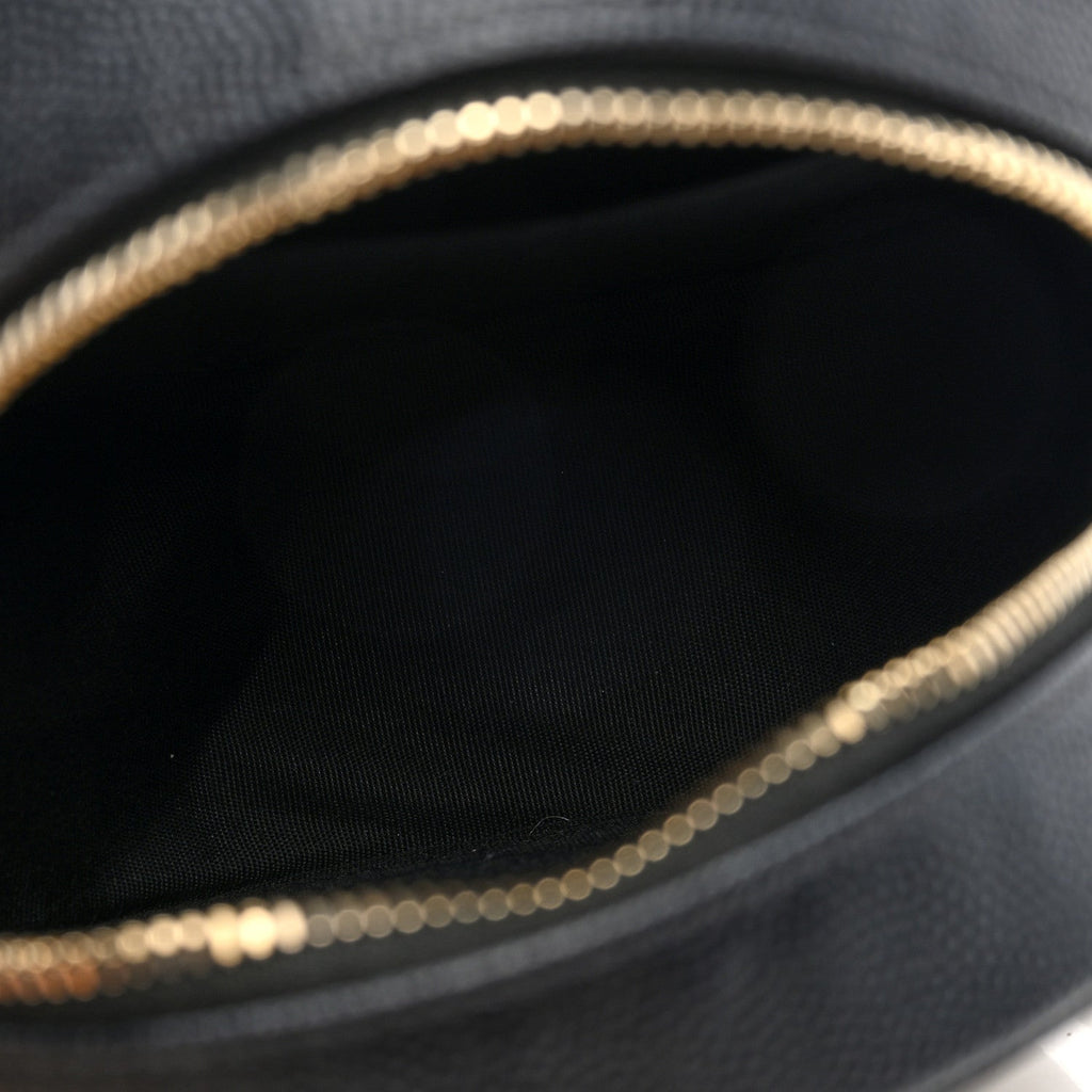 Caviar Quilted Round Filigree Crossbody Black
