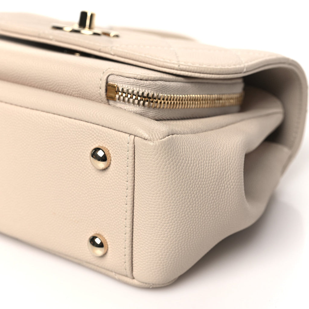 Caviar Quilted Small Business Affinity Flap Beige