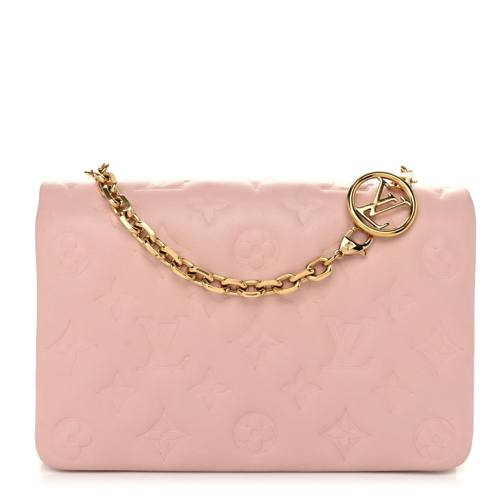 Lambskin Embossed Monogram Pochette Coussin Rose