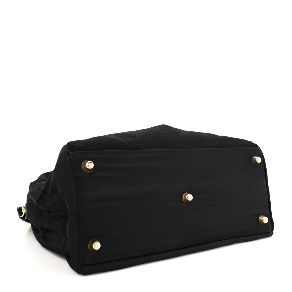 Nylon Tessuto Impuntu Quilted Shoulder Bag Black