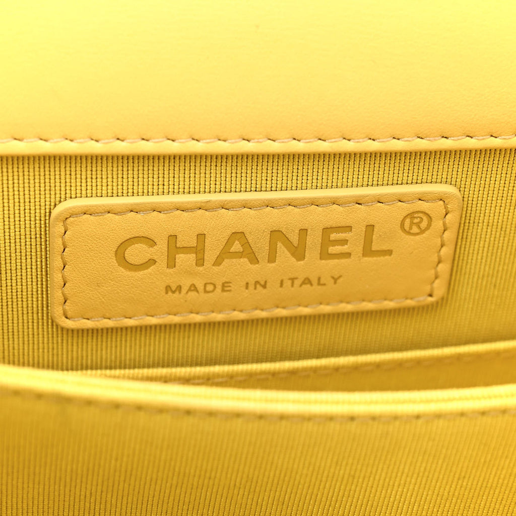 Lambskin Quilted North South Boy Flap Yellow