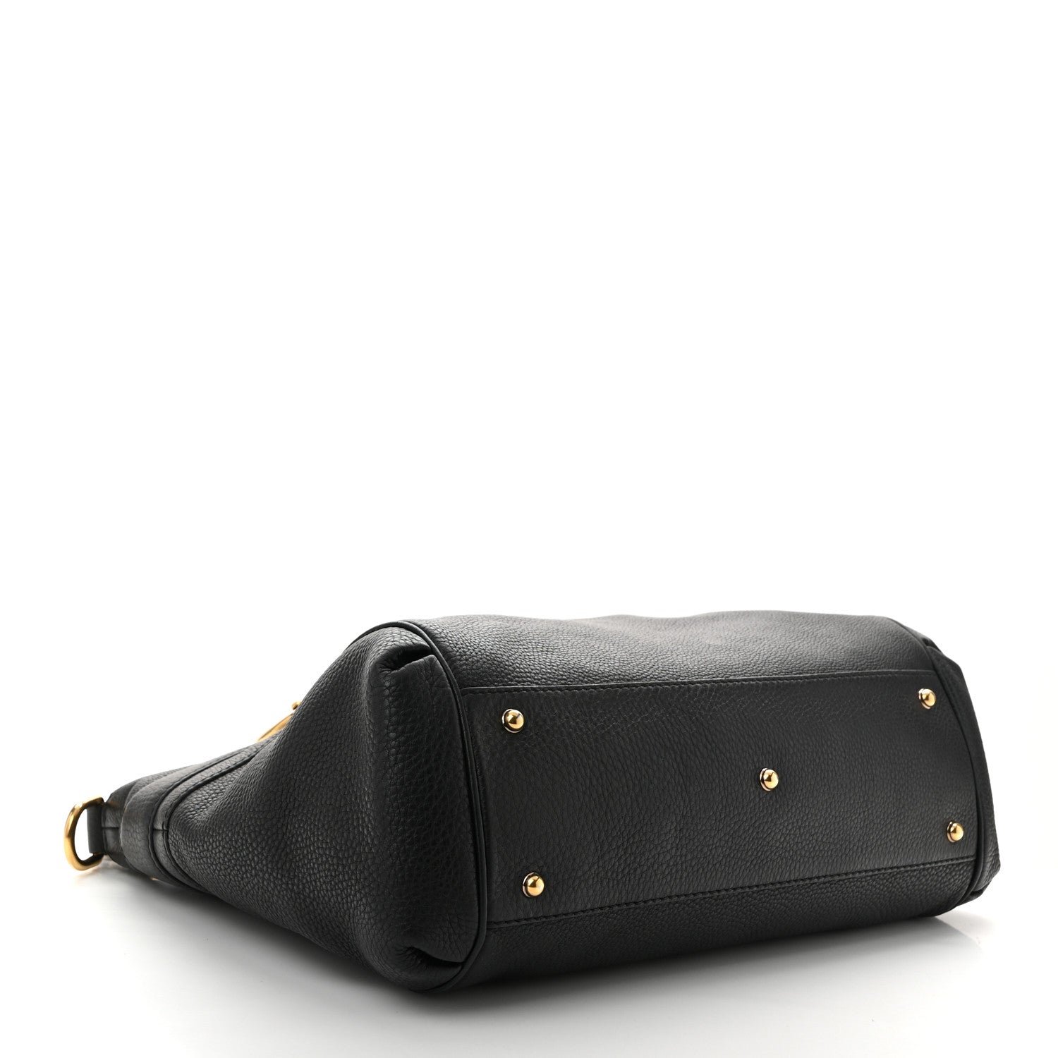 Pebbled Calfskin Ride Medium Top Handle Bag Black