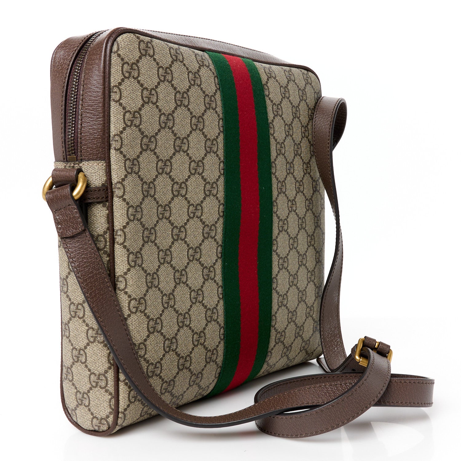 GG Supreme Monogram Web Ophidia Messenger Bag Brown
