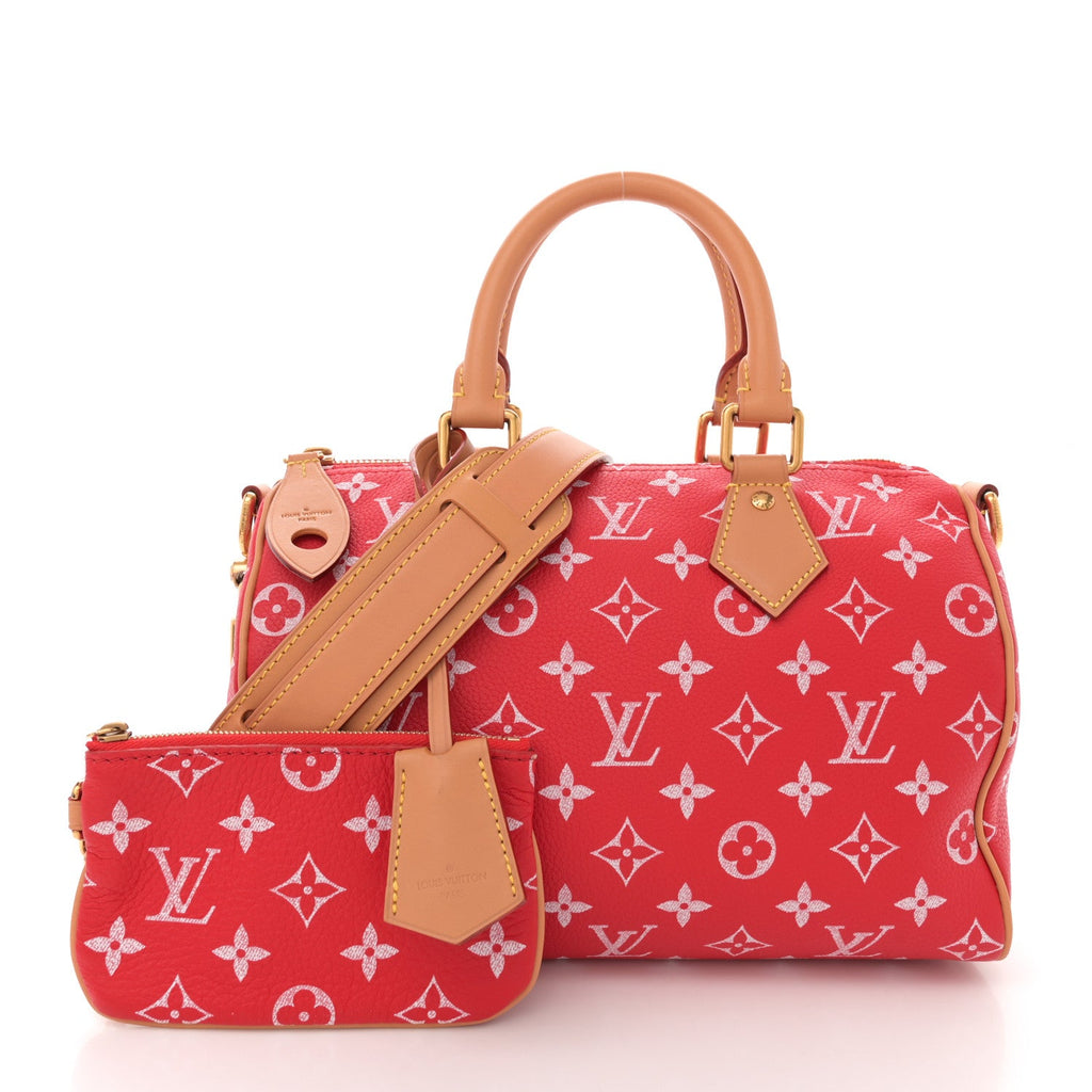 Soft Calfskin Monogram Speedy P9 Bandouliere 25 Red