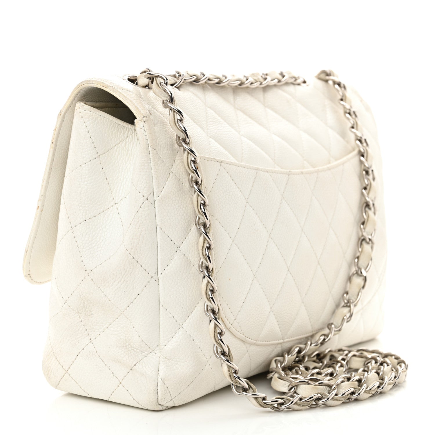 Caviar Jumbo Single Flap White