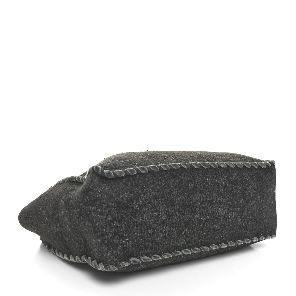 Wool Felt Quilted Large Shopping Tote Grey