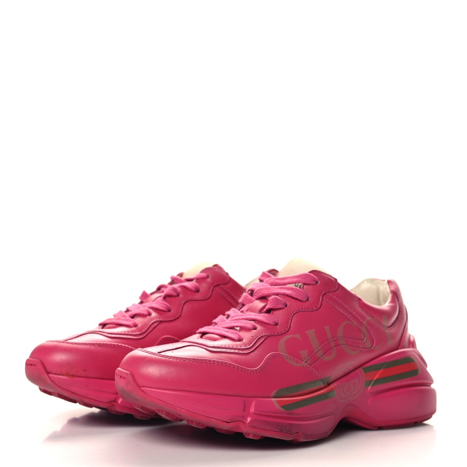 Calfskin Logo Womens Rhyton Sneakers 35 Box Pink