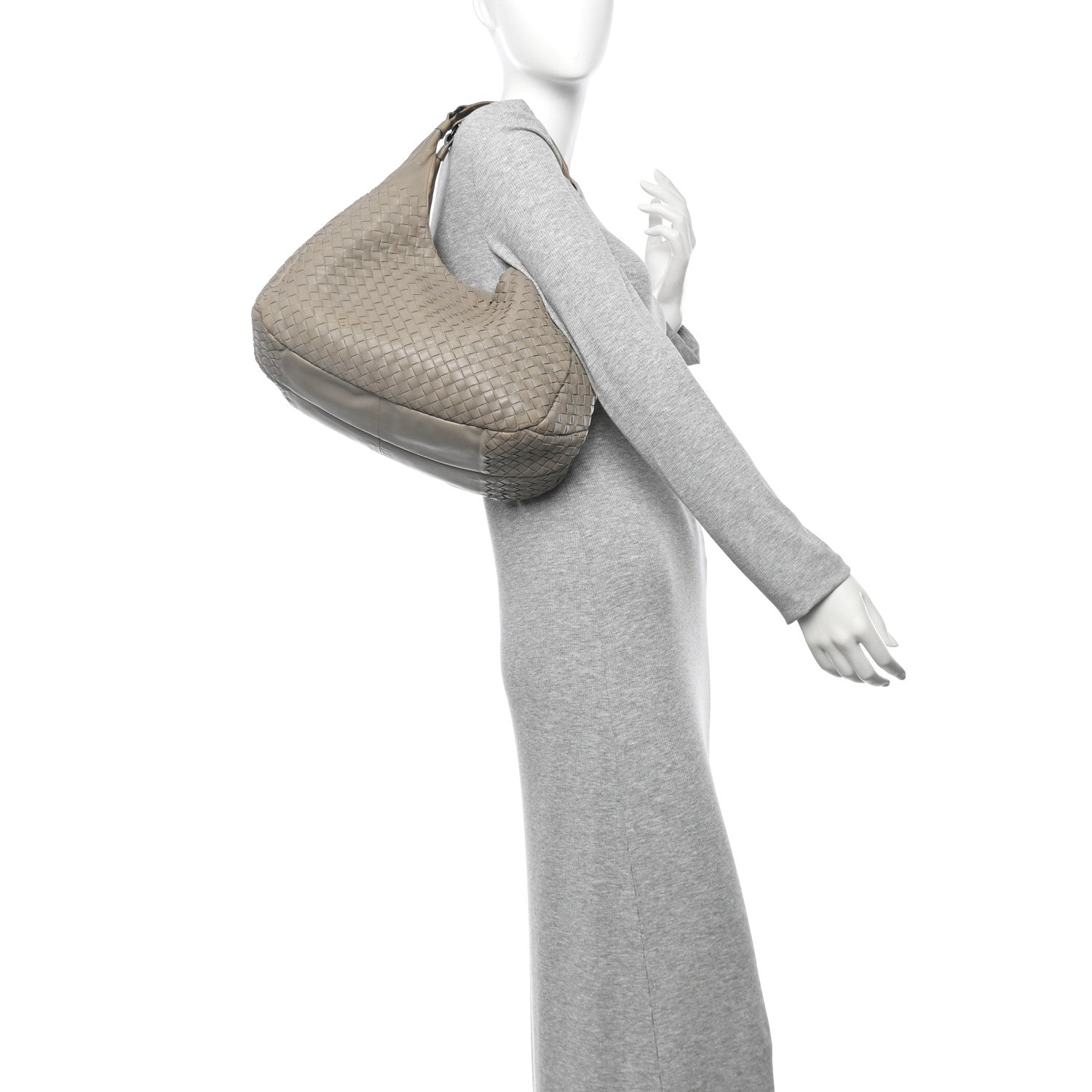 Nappa Intrecciato Medium Campana Hobo Light Grey