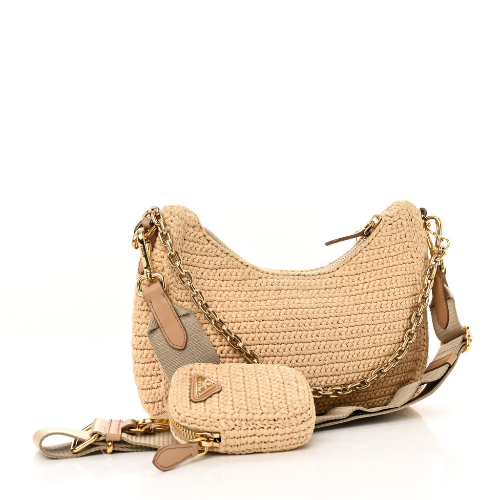 Yarn Raffia Effect Crochet Re-Edition 2005 Shoulder Bag Naturale