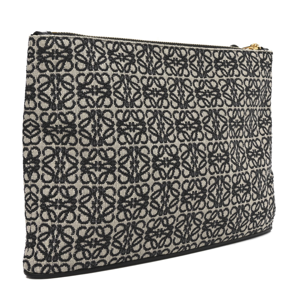 Jacquard Anagram Calfskin Pouch Blue Beige