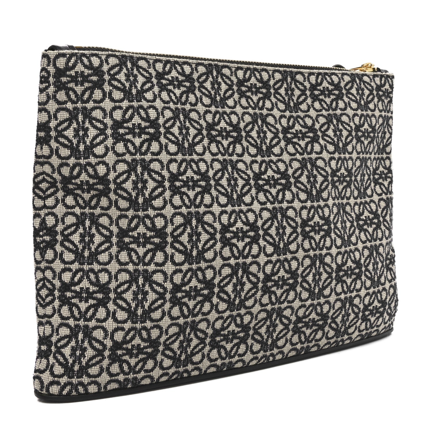 Jacquard Anagram Calfskin Pouch Blue Beige