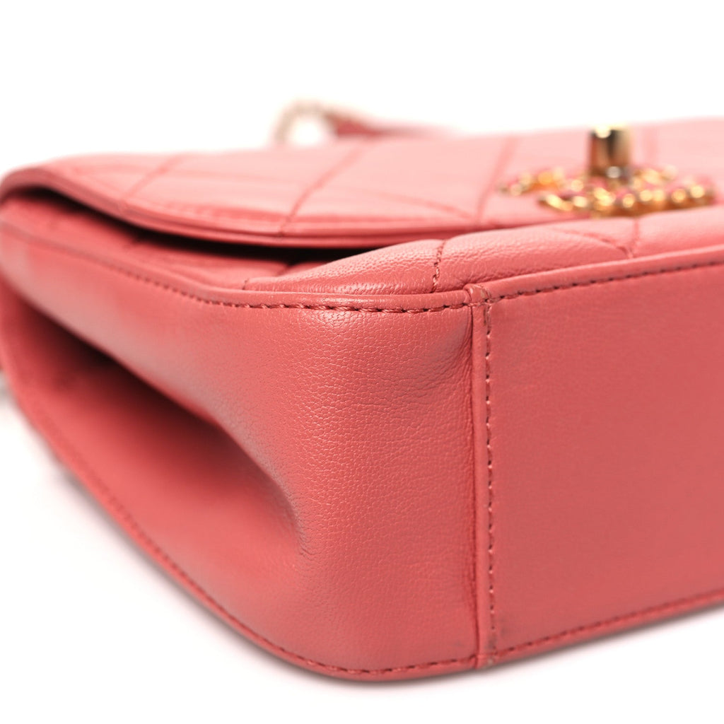 Lambskin Quilted Small Chain Infinity Top Handle Flap Pink