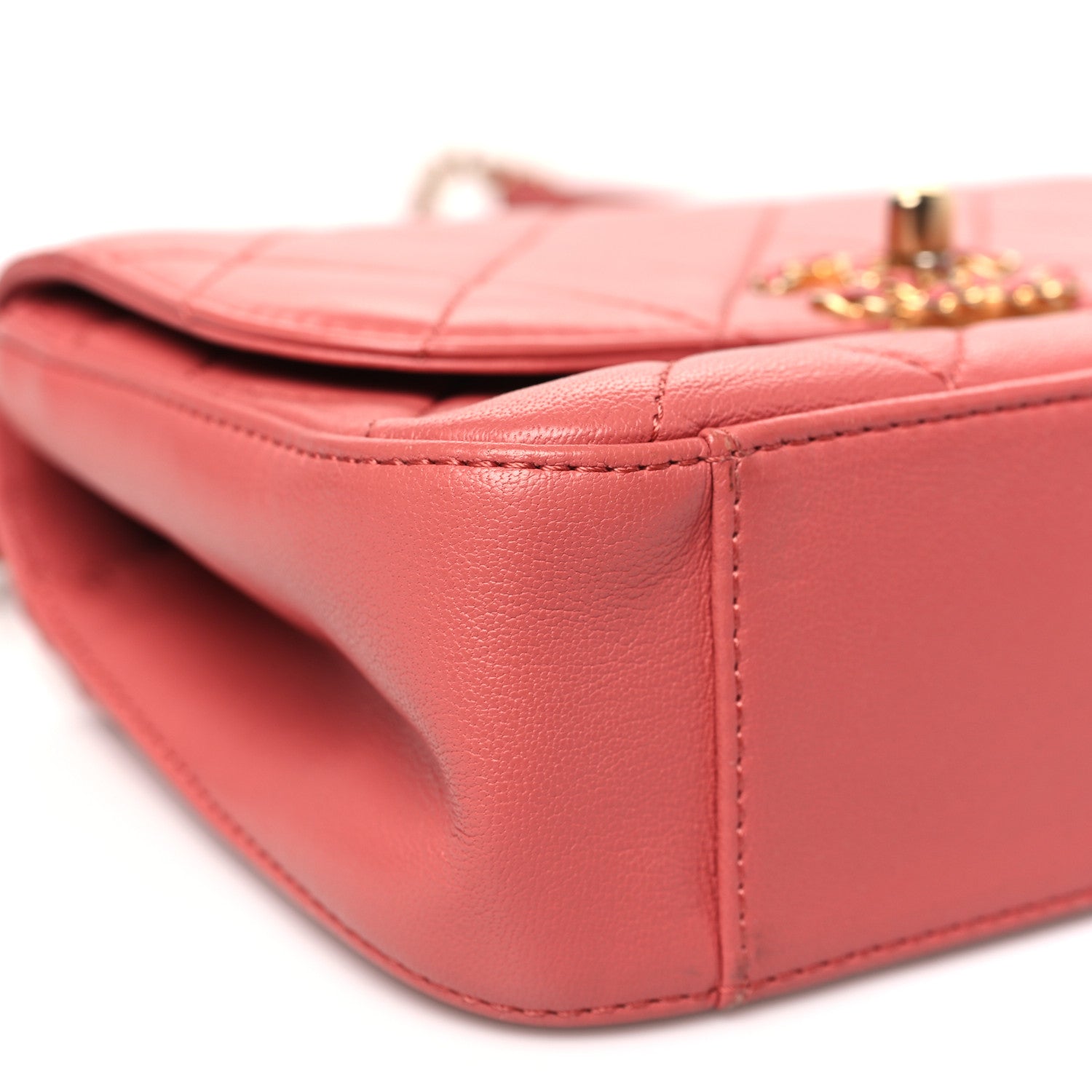 Lambskin Quilted Small Chain Infinity Top Handle Flap Pink