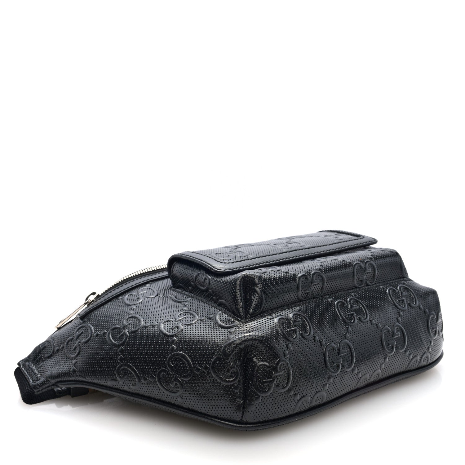 Calfskin GG Tennis Embossed Pocket Belt Bag Black