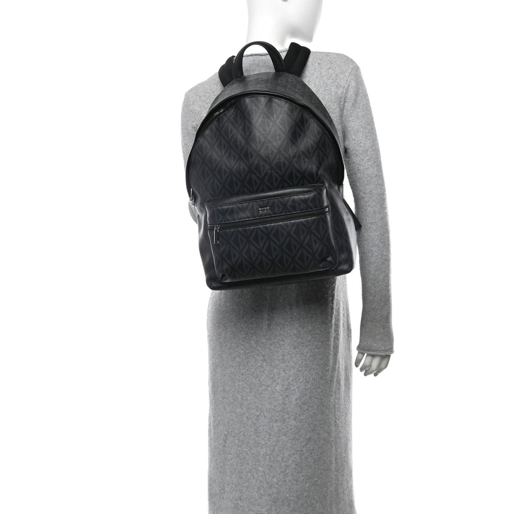 Coated Canvas CD Diamond Rider Zipped Backpack Black