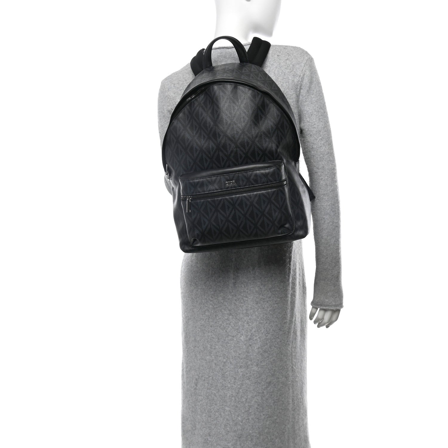 Coated Canvas CD Diamond Rider Zipped Backpack Black