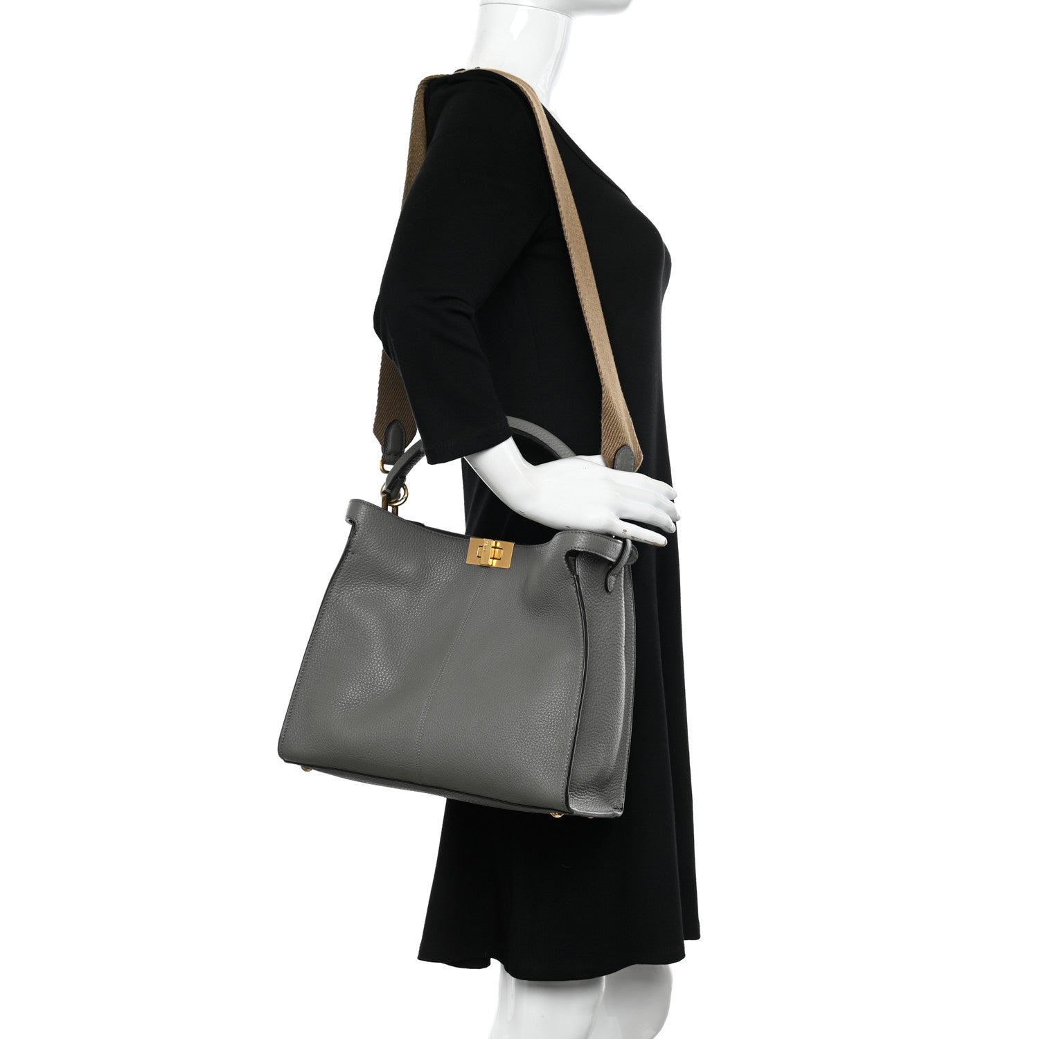 Cuoio Romano Selleria Bi-Color Medium Peekaboo X-Lite Moon Ghiaia