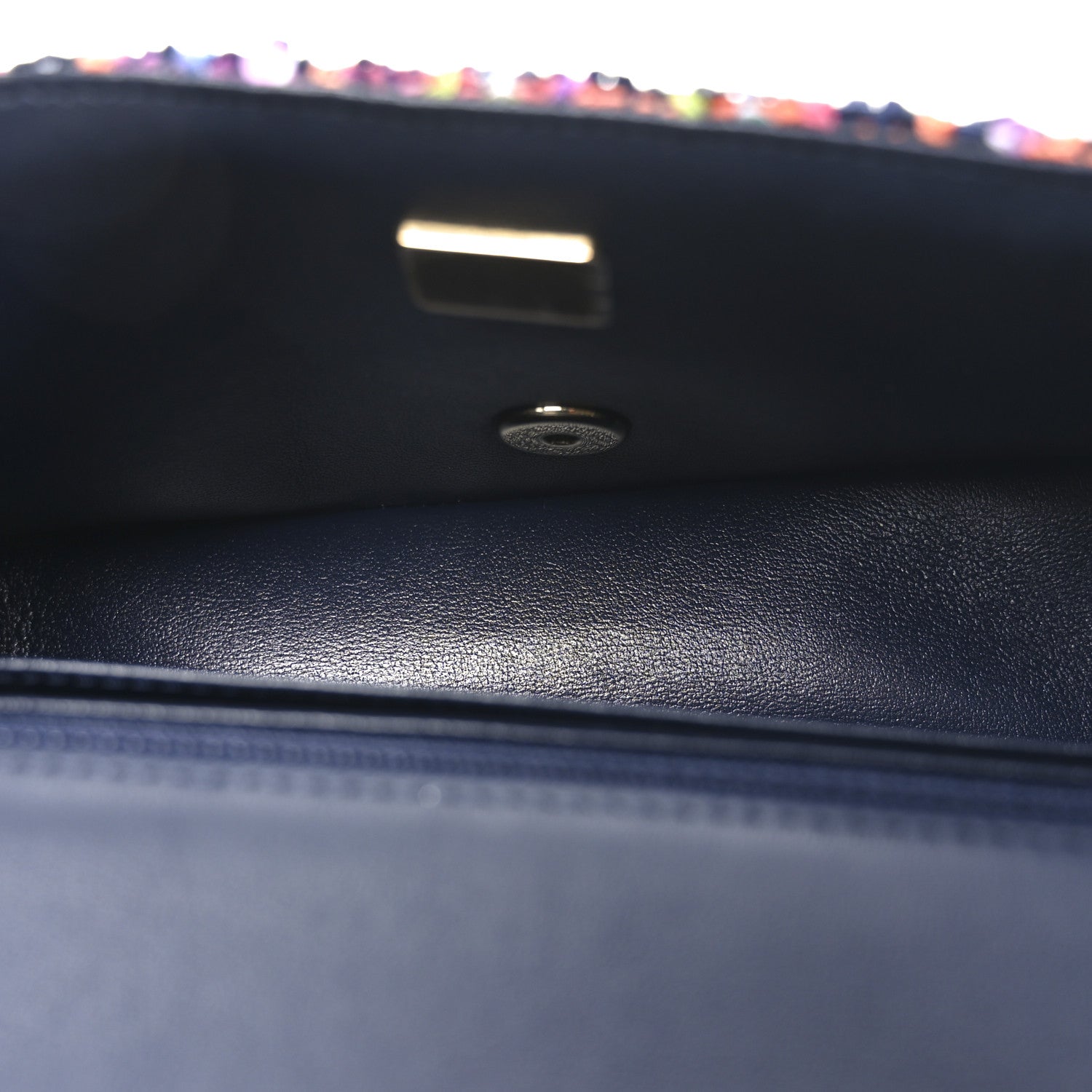Tweed Quilted Mini Rectangular Flap Navy Blue Multicolor