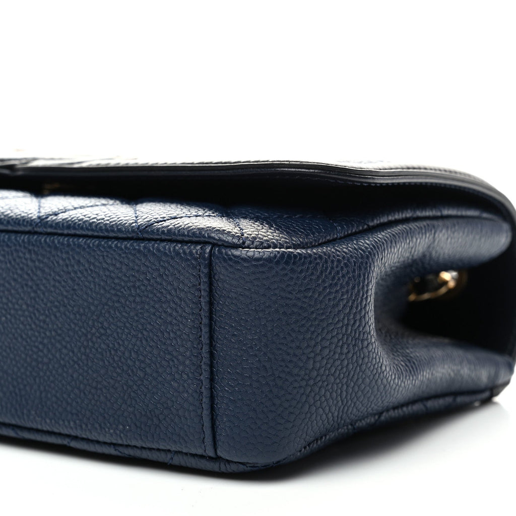 Caviar Quilted Small CC Filigree Flap Navy Black