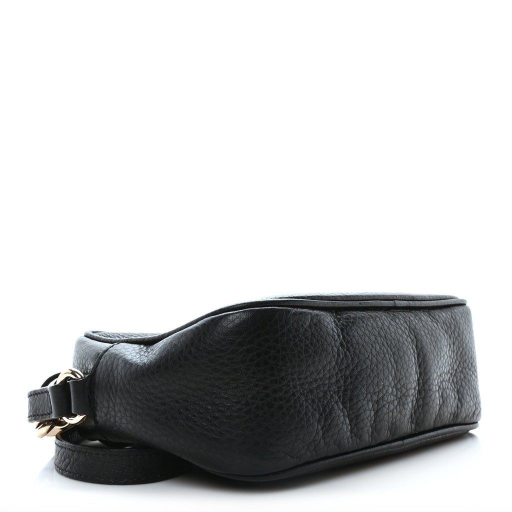 Pebbled Calfskin Small Soho Disco Bag Black