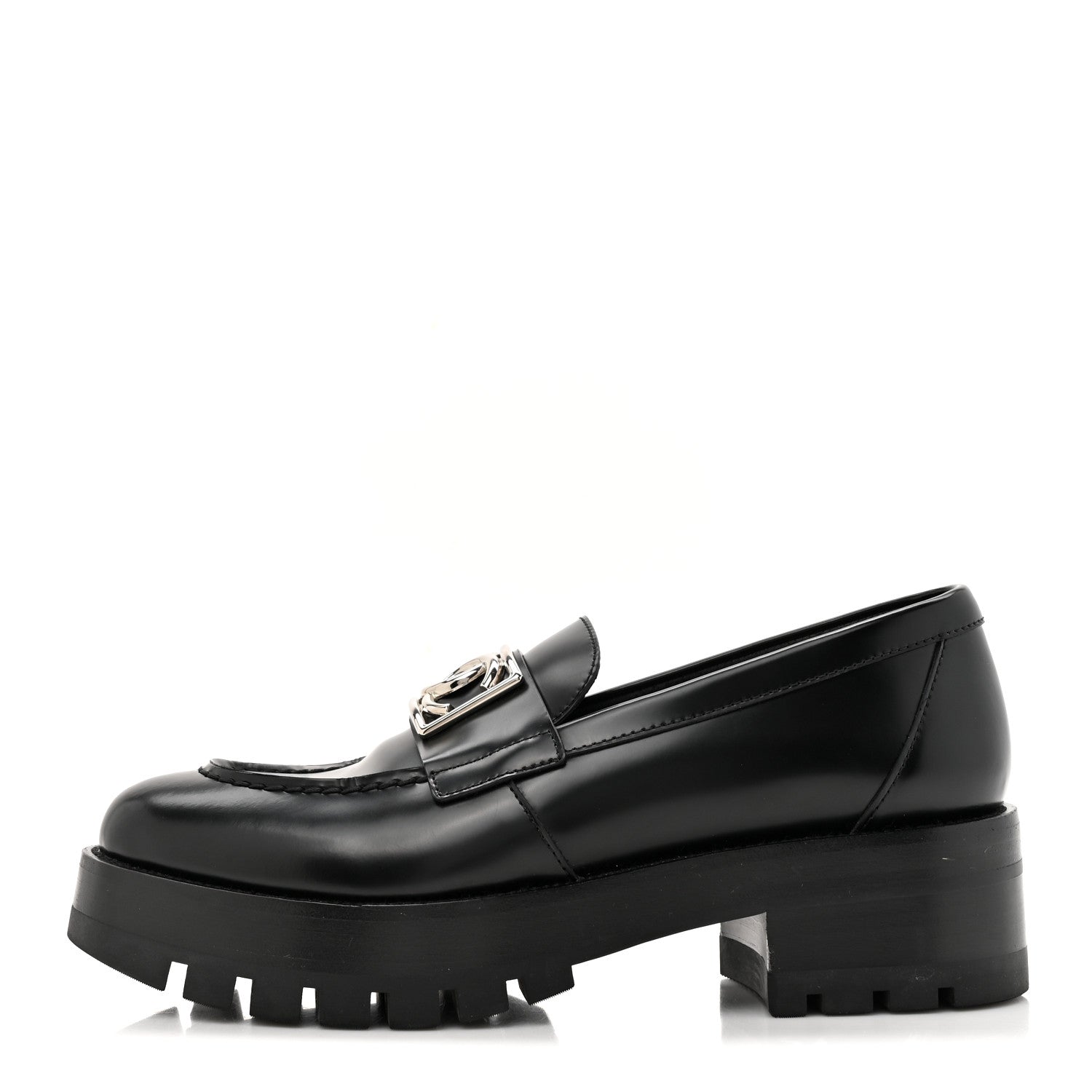 Calfskin Metal CC Loafers 37.5 Black