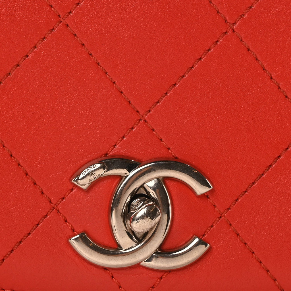 Calfskin Stitched Small Ring My Bag Flap Crossbody Red