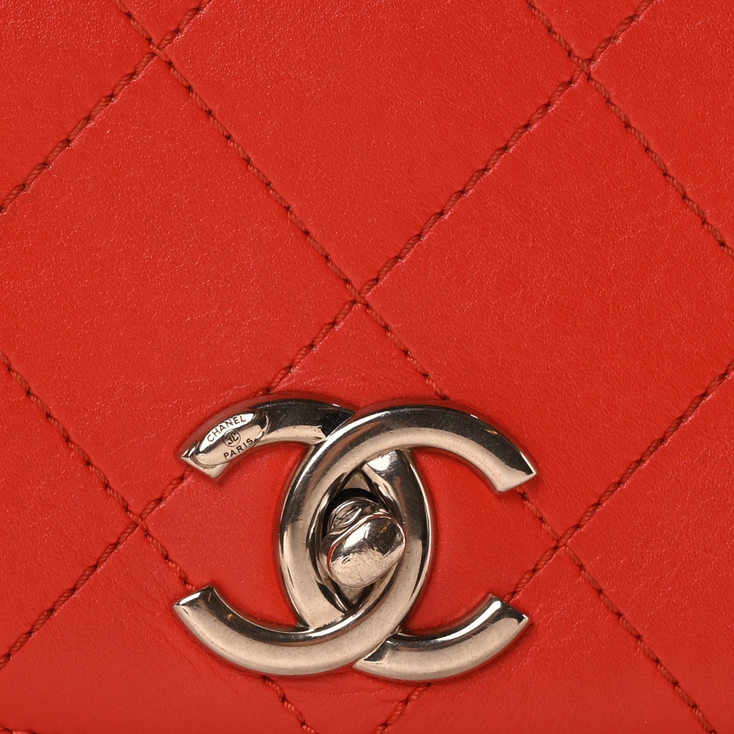 Calfskin Stitched Small Ring My Bag Flap Crossbody Red