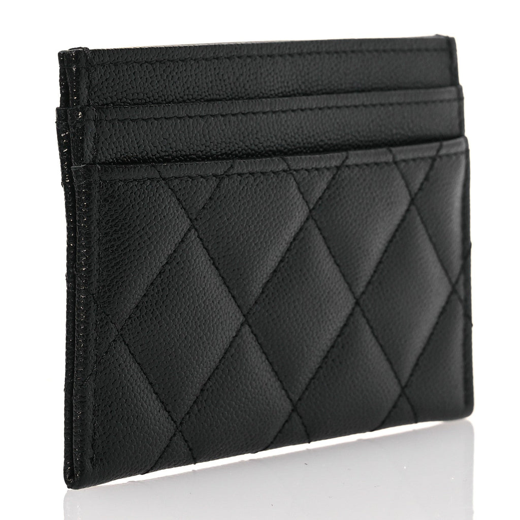 Caviar Quilted Studded CC  Holder Black