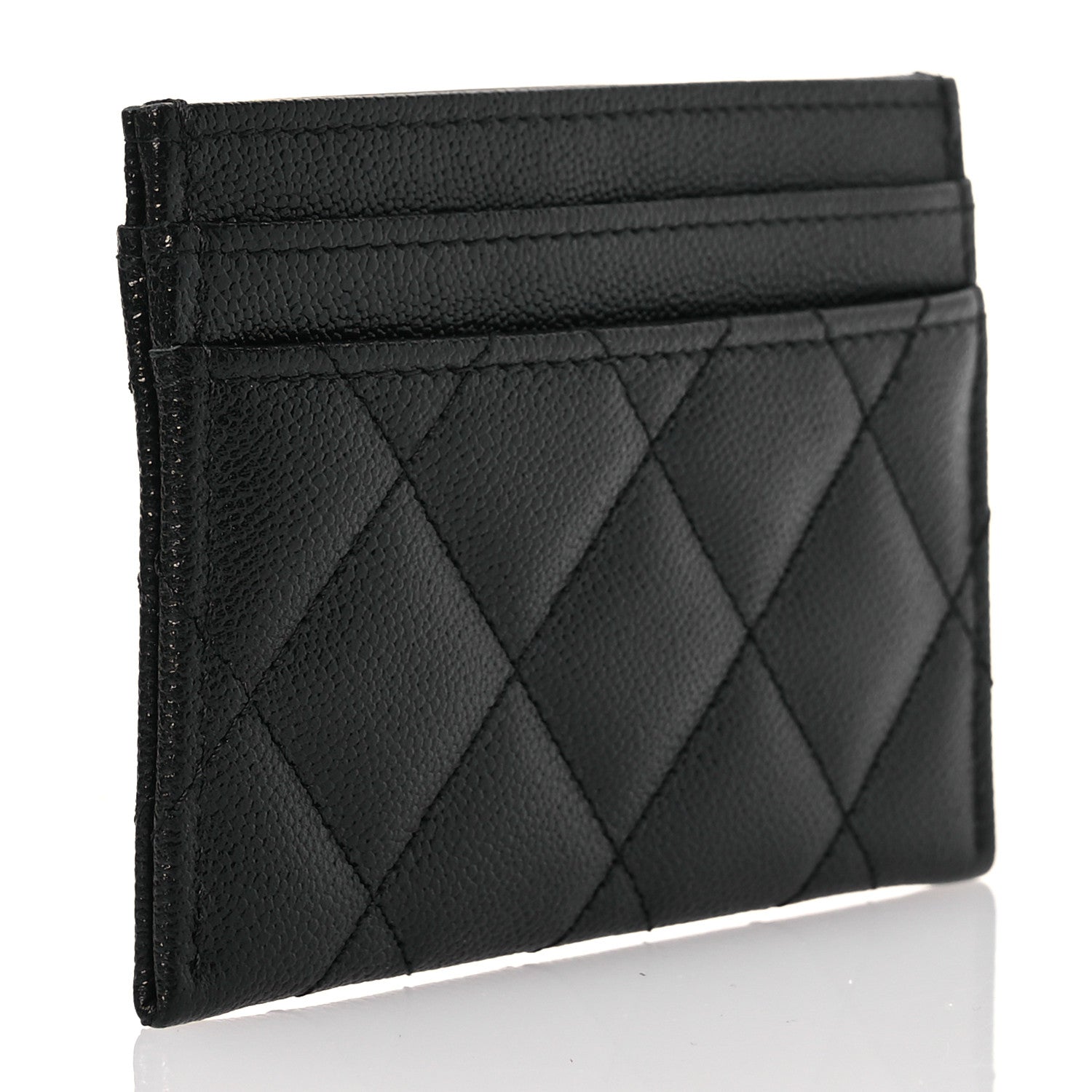 Caviar Quilted Studded CC  Holder Black
