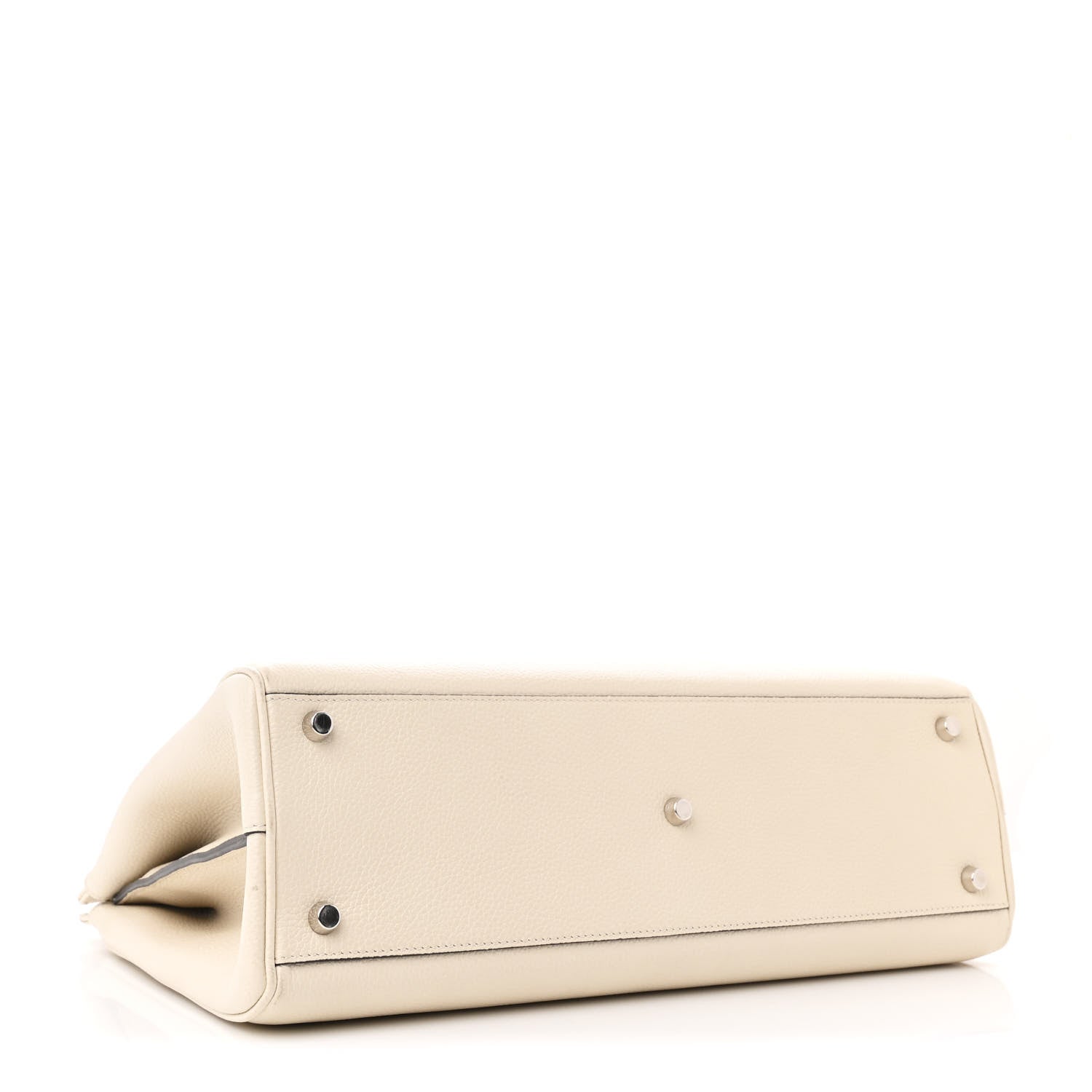 Grainy Calfskin Medium Zumi Top Handle Bag Mystic White