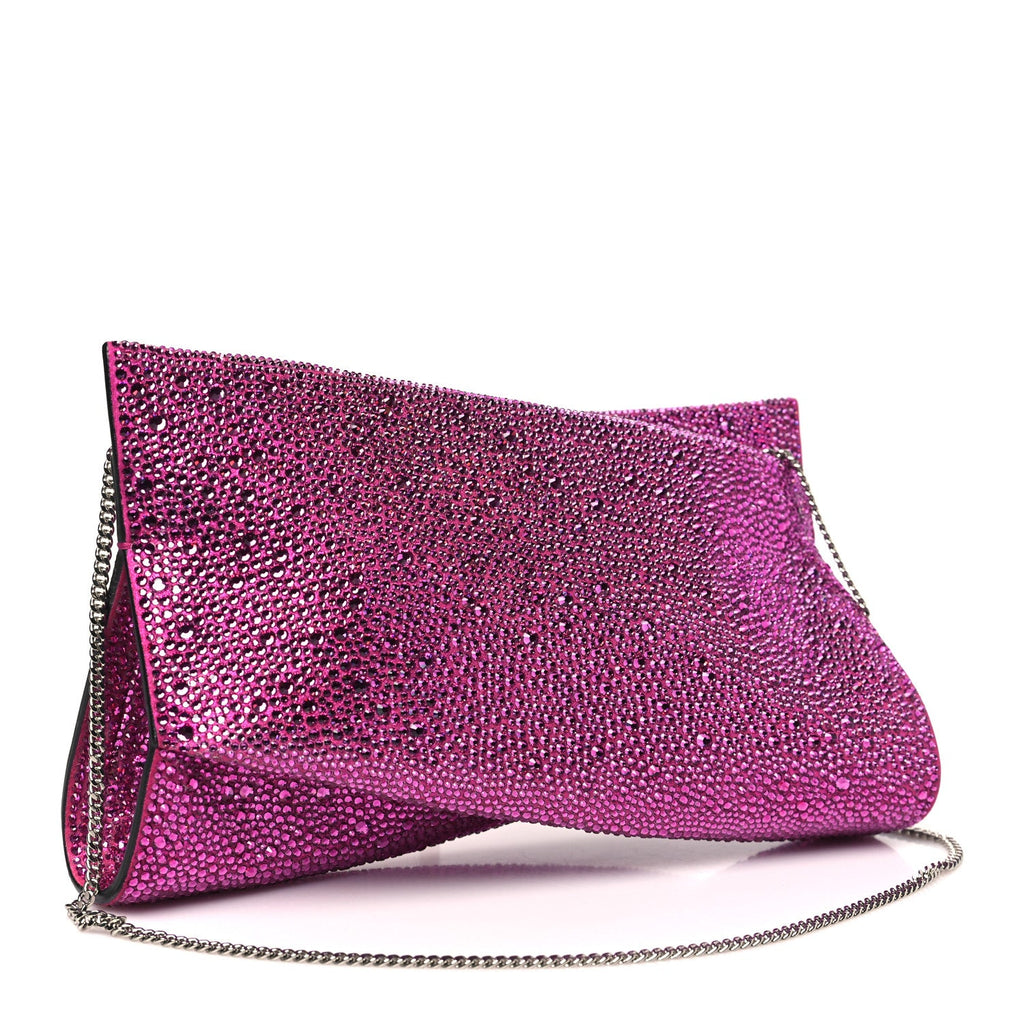 Crystal Small Loubitwist Clutch Fuchsia