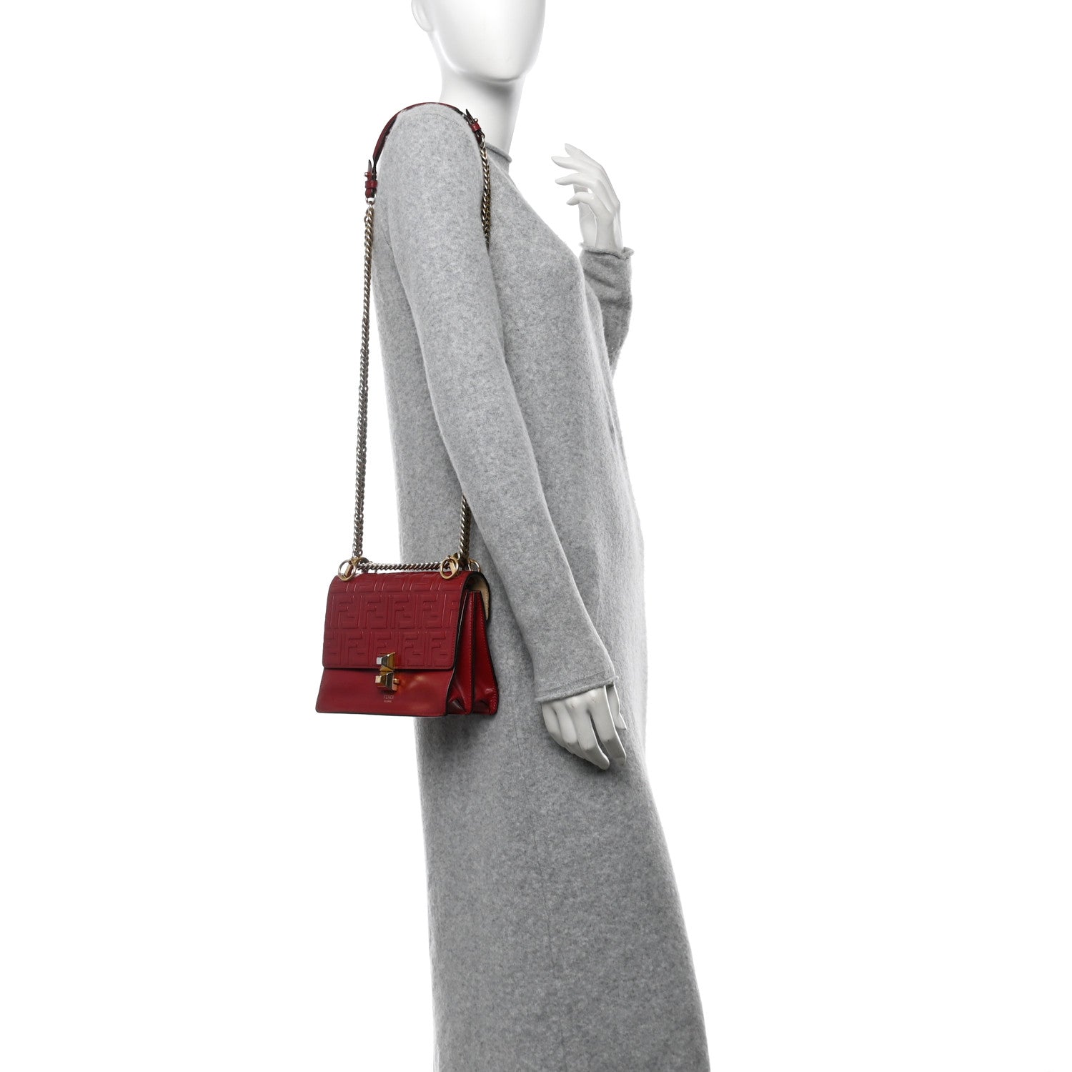 Vitello Liberty FF 1974 Embossed Small Kan I Shoulder Bag Fragola