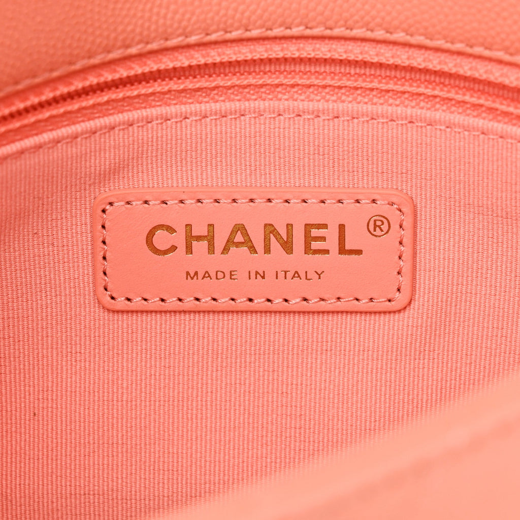 Caviar Quilted Mini CC You Flap Light Orange