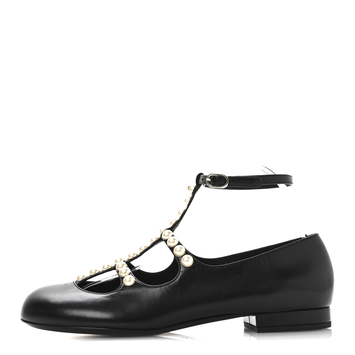 Goatskin Pearl Mary Janes Flats 39.5 Black