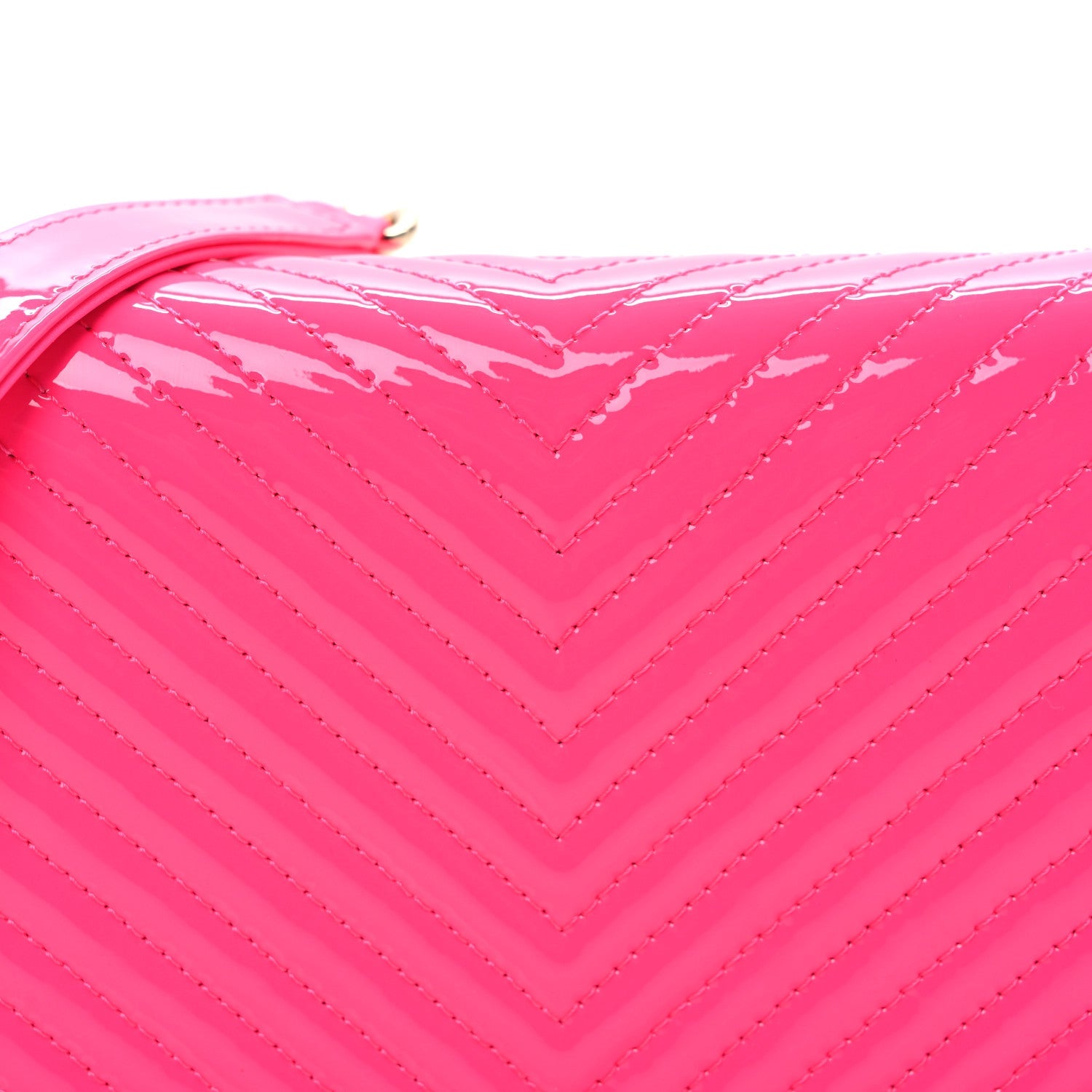 Patent Chevron Quilted Boy Wallet On Chain WOC Neon Pink