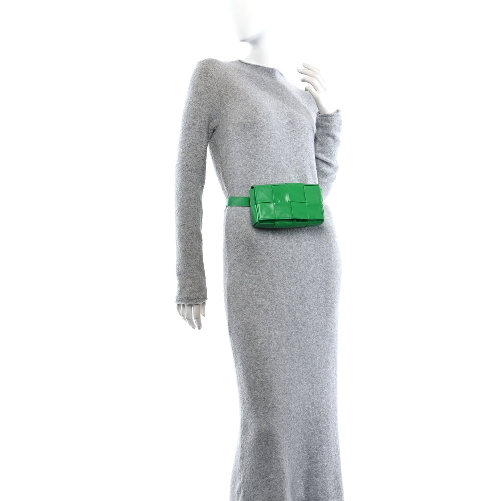 Paper Calfskin Intreccio Cassette Belt Bag Parakeet