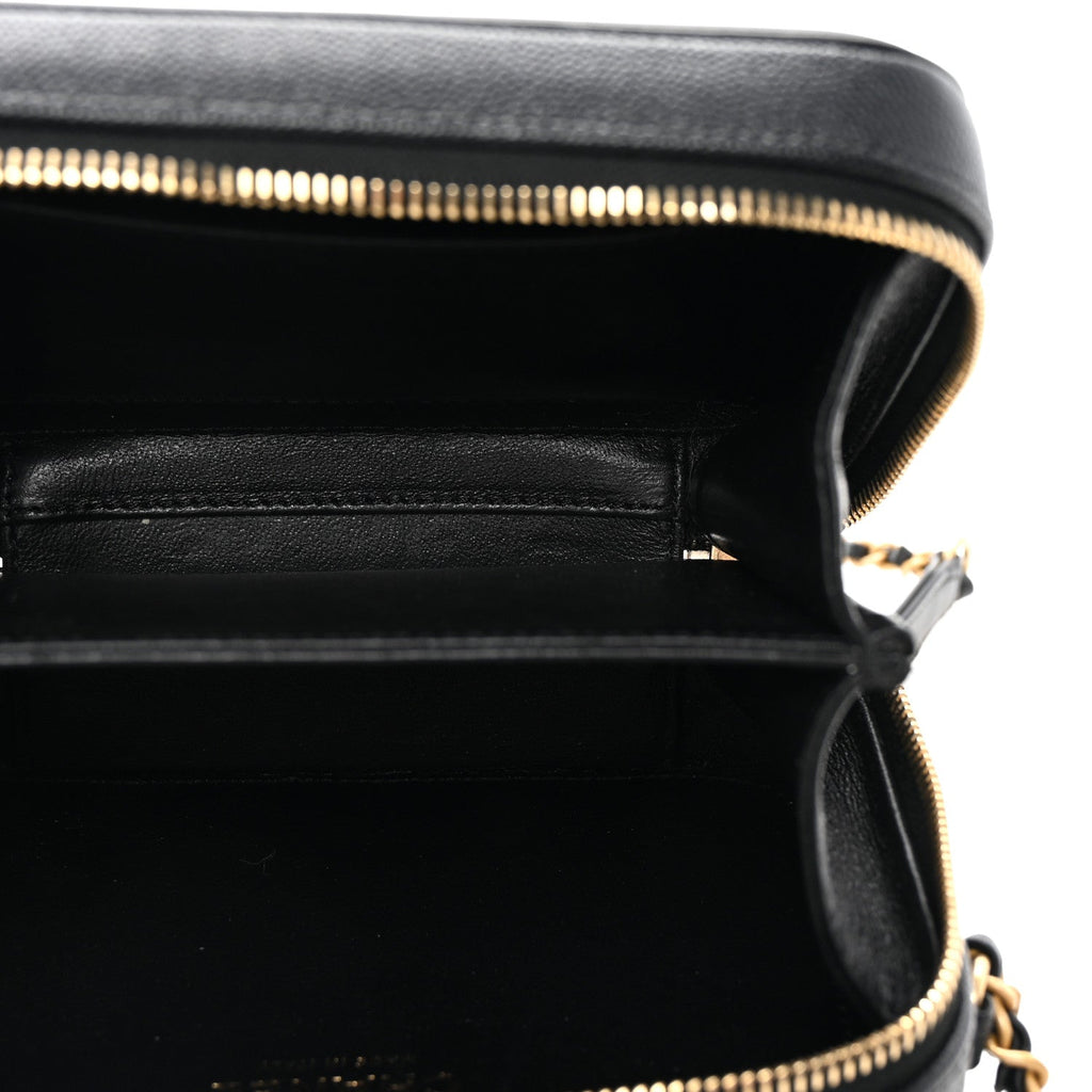 Caviar Quilted Small CC Filigree Vanity Case Black