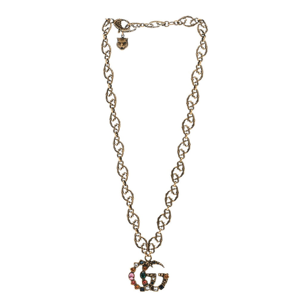Crystal Marmont Necklace Aged Gold Multicolor
