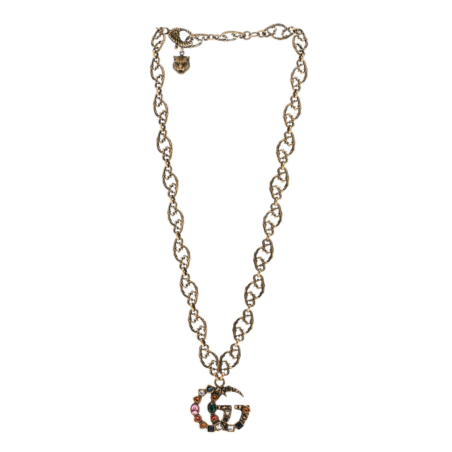 Crystal Marmont Necklace Aged Gold Multicolor